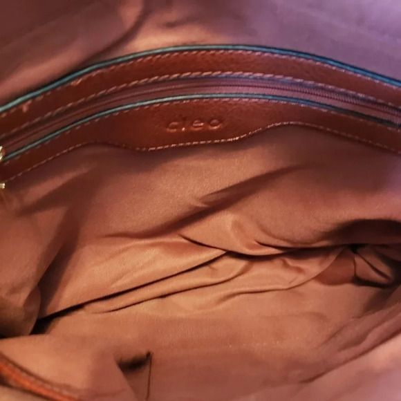 Cleo Orange/Brown Fold-Over Tassel Saddle Bag/Crossbody Medium  Bag. - Picture 5 of 11